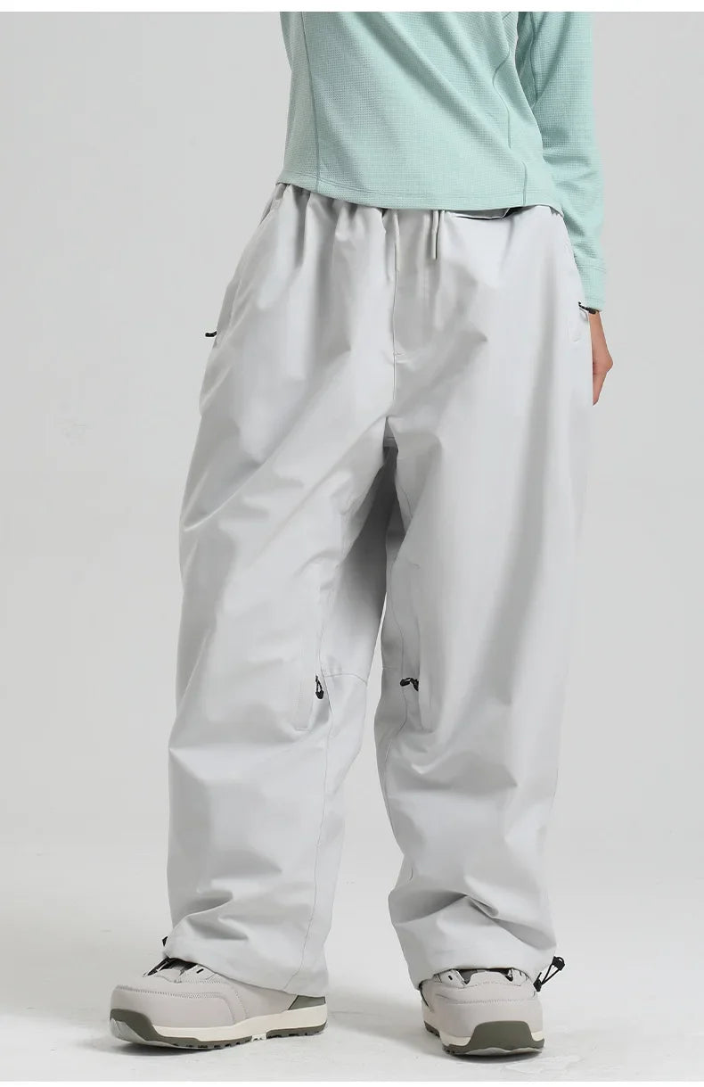 Men Baggy Windproof Solid Women Skiing Pants Waterproof Loose Hooded Ski Strides New Outdoor Sport Adult Breathable Trousers