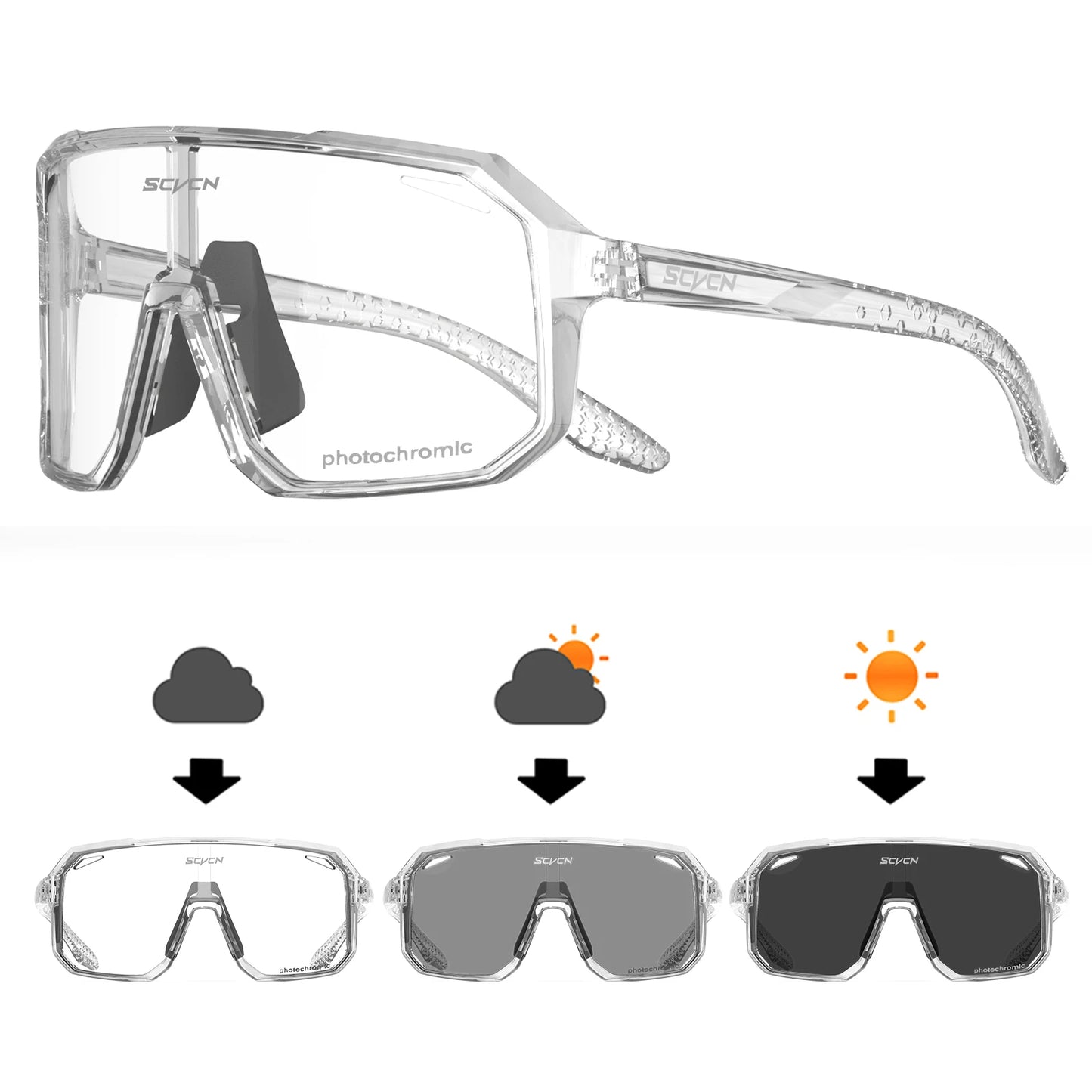 UV400 Photochromic Cycling Glasses - Color-Changing Sunglasses for Men Women Mountain Biking