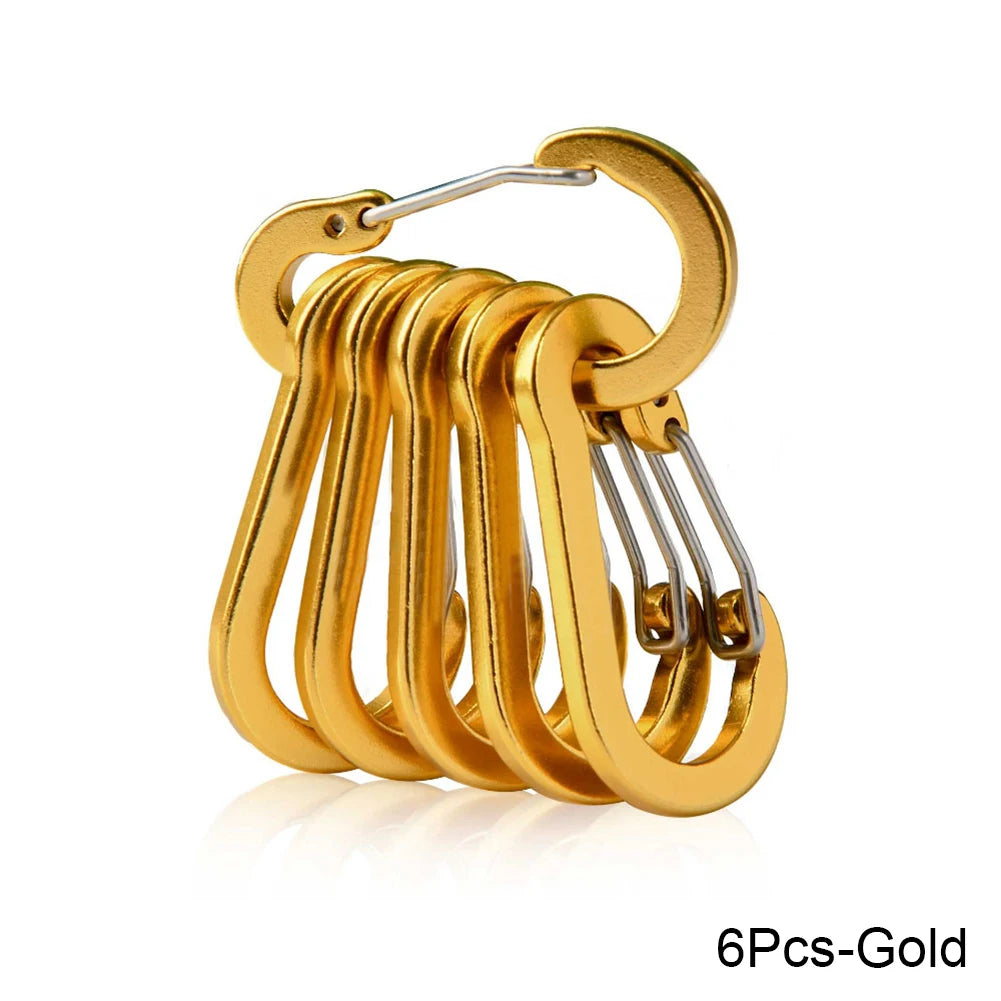 6/12pcs Outdoor Camping Multi Tool Mountaineering Buckle Steel Small Carabiner Clips Fishing Climbing Acessories Dropshipping