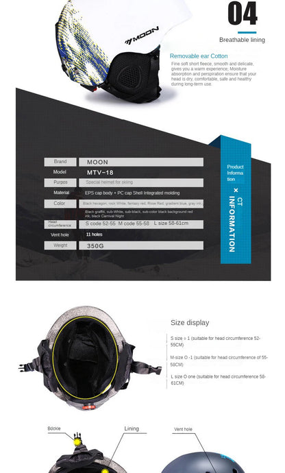 MOON Skiing Helmet Skiing Helmet Children Adult Ultralight Extreme Sports Skateboard Snowboard Helmet Snowmobile Motorcycle