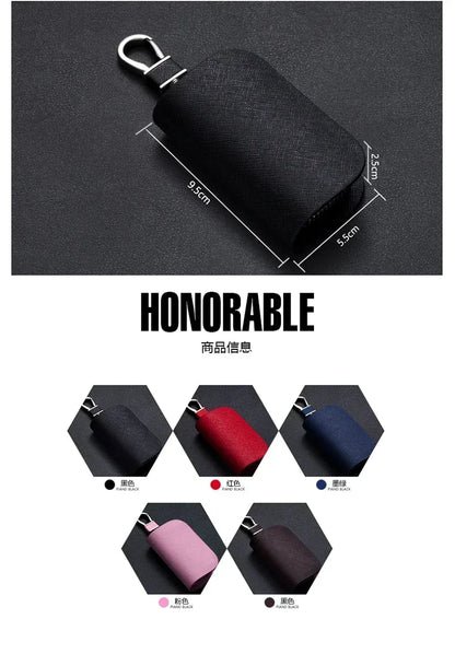 Leather Car Key Case Universal Keychain For BMW Mercedes Audi VW Bentley Ferrari FIAT Alfa Jeep Key Cover Protector Accessories