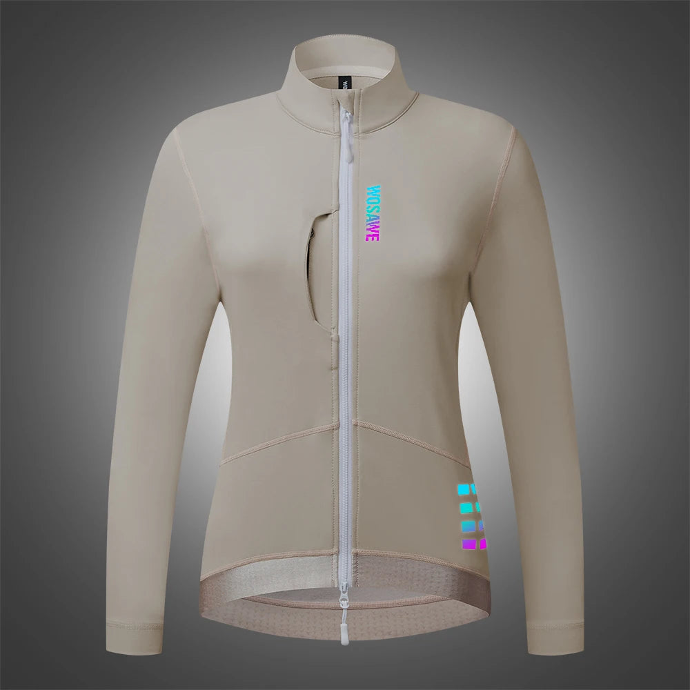 WOSAWE Women's Winter Thermal Fleece Cycling Jersey Long Sleeve Bike Jacket for Riding & Gym Ropa Ciclismo Clothings