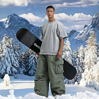 GSOU SNOW Super Baggy Snowboard Pants Men Waterproof Windproof Sports Clothes Insulated Loose Fit Ski Trousers for Cold Weather