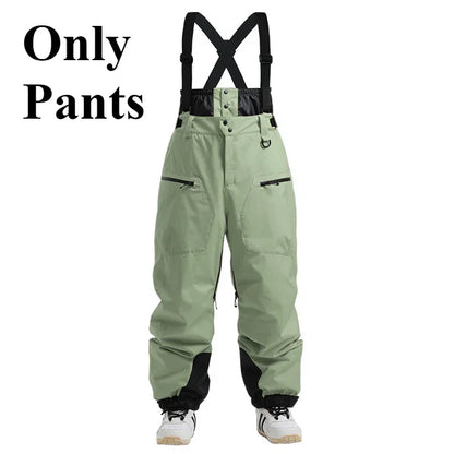 Winter New Skiing Pants Thickening Warm Ski Overalls Men Loose Snow Clothes Outdoor Windproof Snowboard Trousers Waterproof Pant