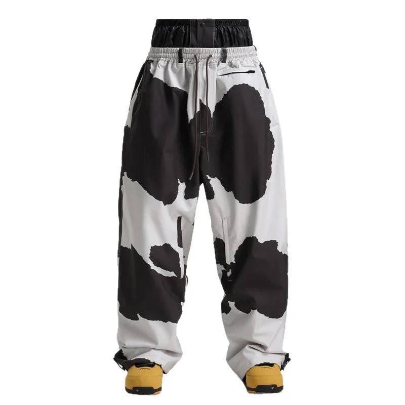 New Baggy Windproof Men Solid Women Skiing Pants Waterproof Loose Hooded Ski Strides Outdoor Sports Adult Breathable Trousers