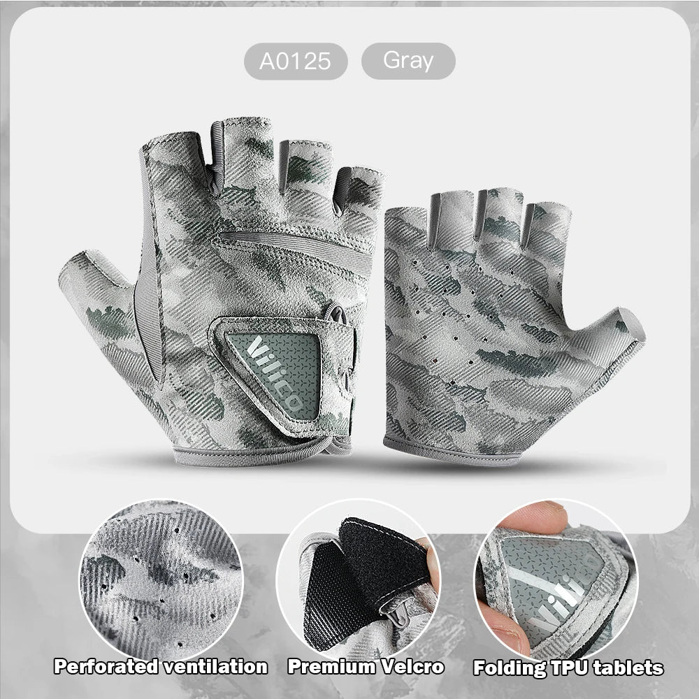 Fishing Gloves for Men Summer Fishing Road Sub Sunscreen and Anti Slip Ice Silk Breathable Thin Three Finger Cut Gloves