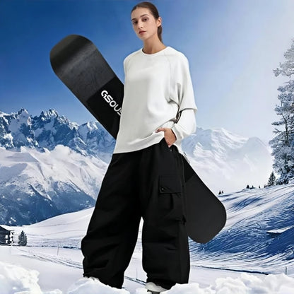 GSOU SNOW Super Baggy Snowboard Pants Men Waterproof Windproof Sports Clothes Insulated Loose Fit Ski Trousers for Cold Weather