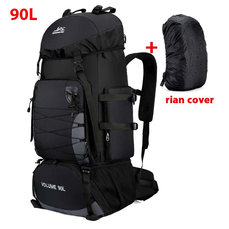Large 90L Travel Bag Camping Backpack Hiking Army Climbing Bags Mountaineering  Sport Bag Outdoor Shoulder Rucksack Men Women