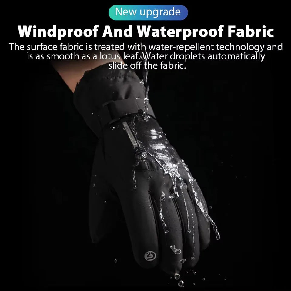 GOBYGO 1Pair Winter Ski Gloves Thickened Cold Non-slip Waterproof Touch Screen Gloves Extended Wrist Riding Ski Gloves Men Women