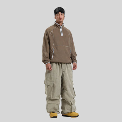 GSOU SNOW Winter Multi Pockets Ski Pants Men Loose Snow Pants Warm Windproof Skiing Trousers Outdoor Sports Breathable Britches