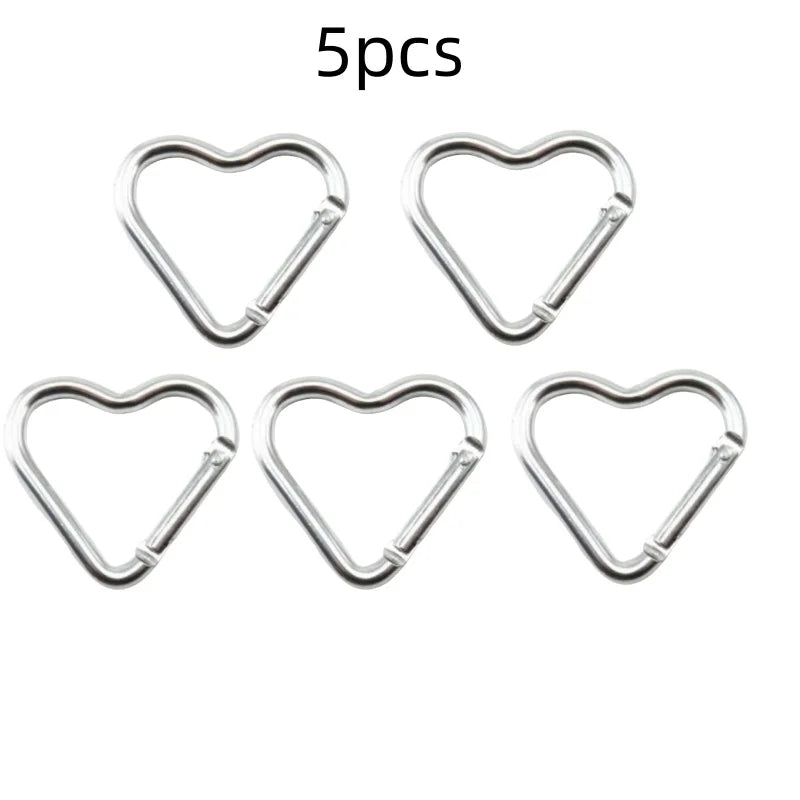 Outdoor Carabiner Heart Shape Keychain Clip Aluminum Alloy Rings Climbing Clips Spring Snap Hook Carabiner Durable