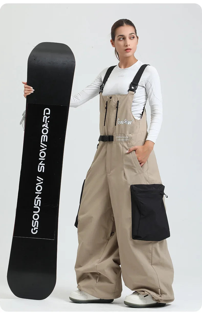 2025 New Loose Skiing Pants Outdoor Windproof Waterproof Woman Ski Overalls Men Winter Snowboard Sports Clothes Couple Snow Pant