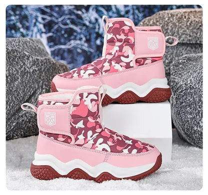 Winter Children Snow Warm Boots Fur Shoes Boys Sneaker Rubber Hiking Shoe Fashion Children Shoes Waterproof Leather Boots Kids