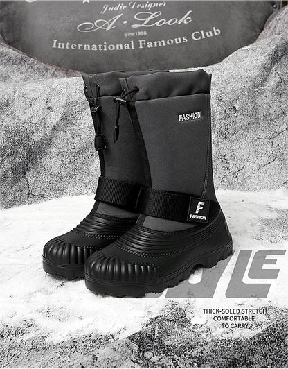 Winter Men's Snow Boots Waterproof Anti Slip Warm Cotton Shoes Outdoor Mid Calf High Top with Plush and Thickened Ski Boots