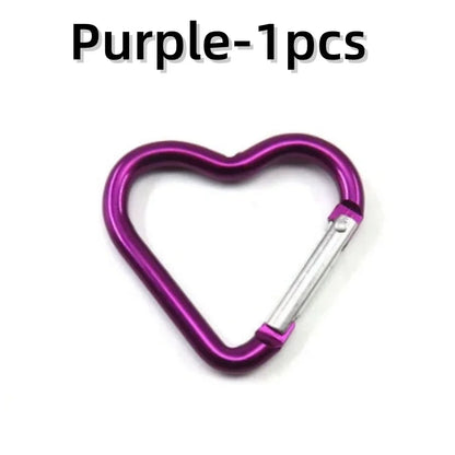 Outdoor Carabiner Heart Shape Keychain Clip Aluminum Alloy Rings Climbing Clips Spring Snap Hook Carabiner Durable