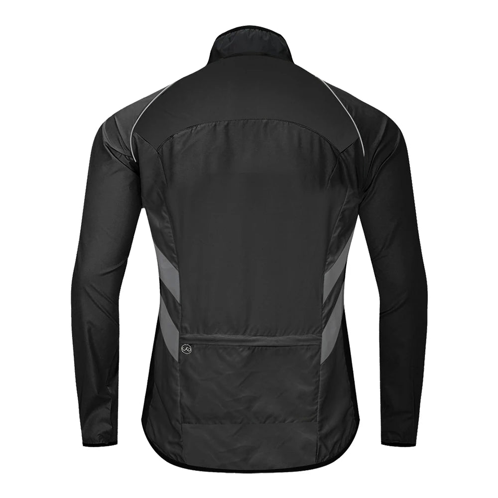 WOSAWE Windproof Cycling Jacket MTB Bike Jersey Outdoor Sport Cycling Windbreaker Rainproof Reflective Bike Clothing Navy Blue