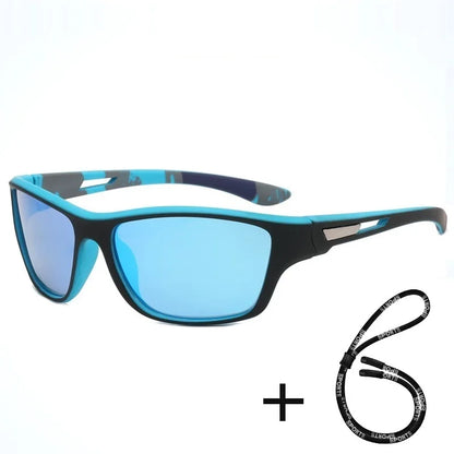 Men's Polarized Cycling Sunglasses with Chain - UV400 Sports Riding Sunglasses Anti-Reflective