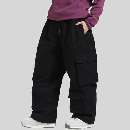 GSOU SNOW Winter Multi Pockets Ski Pants Men Loose Snow Pants Warm Windproof Skiing Trousers Outdoor Sports Breathable Britches