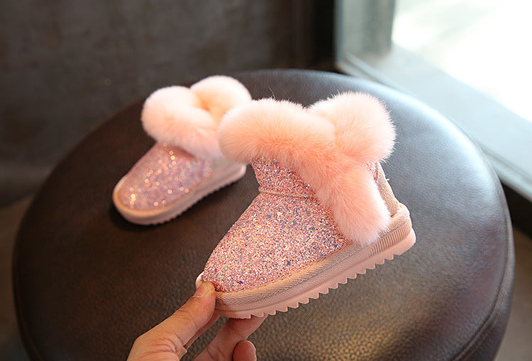 2023 Winter Kids Fashion snow boots thick Child Genuine Leather warm plush soft bottom baby girls boots winter ski boot for baby