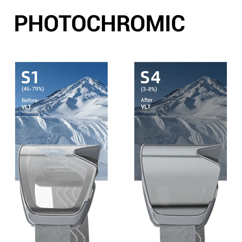 Kapvoe Photochromic Snow Goggles Men Ski Goggles Snowboard Anti-Fog Mask for Women UV400 Protection Glasses Snowmobile Winter