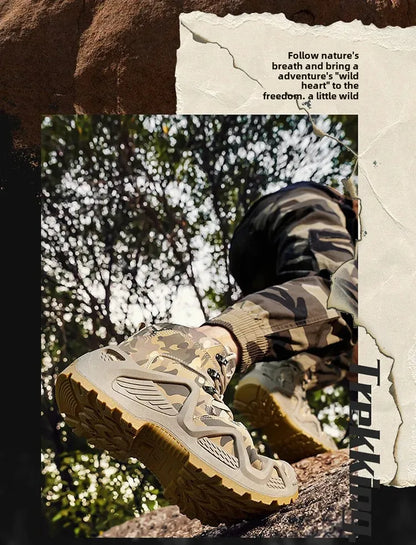 Oxford Waterproof Tactical Boots Men's Outdoor Non-slip Climbing Hiking Sports Shoes 45Plus Size Camouflage Work Shoes 46