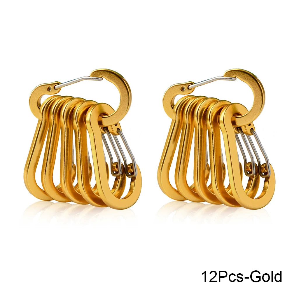 6/12pcs Outdoor Camping Multi Tool Mountaineering Buckle Steel Small Carabiner Clips Fishing Climbing Acessories Dropshipping