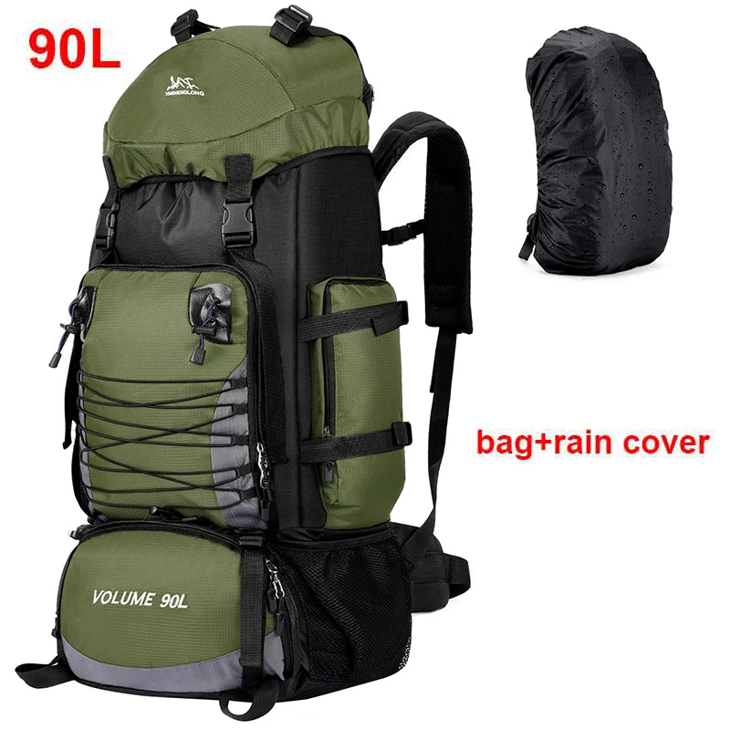 Large 90L Travel Bag Camping Backpack Hiking Army Climbing Bags Mountaineering  Sport Bag Outdoor Shoulder Rucksack Men Women