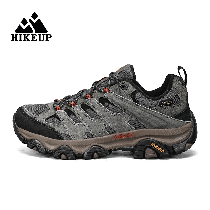 HIKEUP Hiking Shoes Men Designer Climbing Trekking Sneakers for Men Leather Outdoor Sports Work Man Shoes Run Shoes