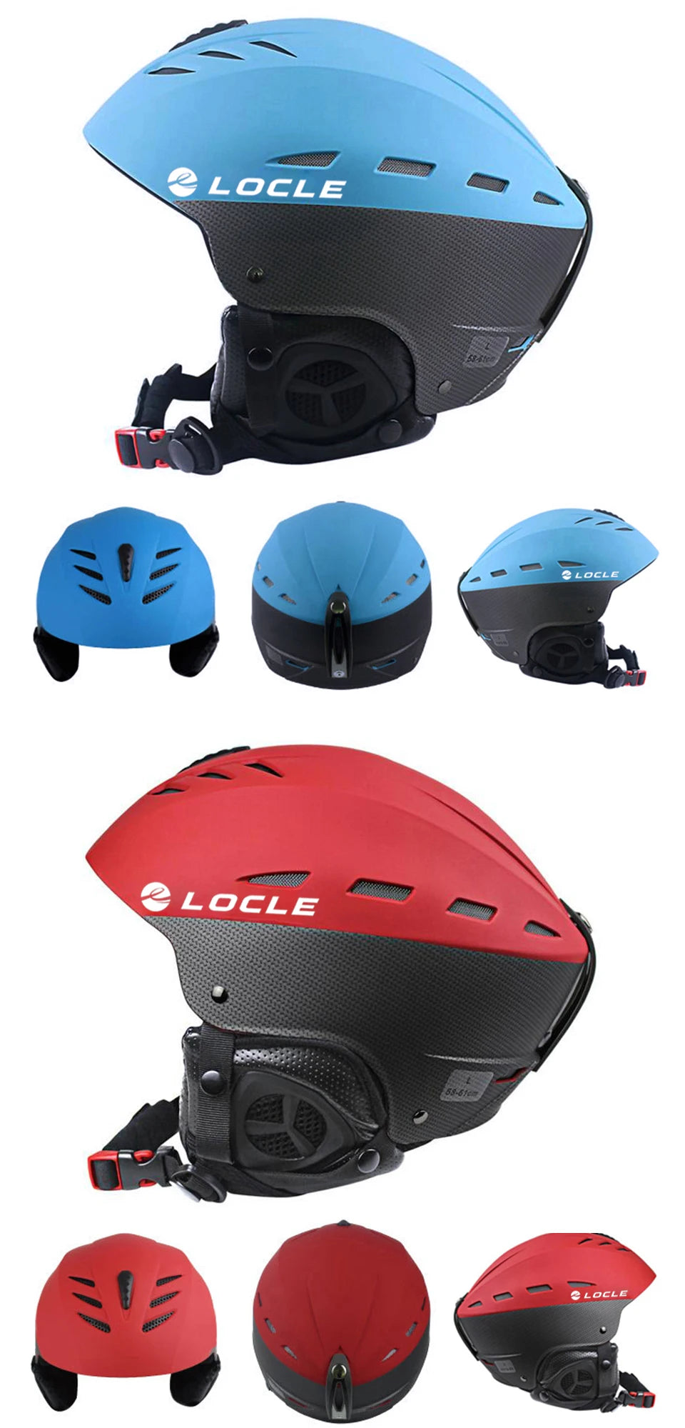 LOCLE Men Skiing Helmet Women Children Boys Girls Ski Helmet Skating Skateboard Snowmobile Motorcycle Helmets Size 52-64cm