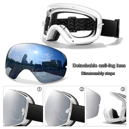 Anti-Fog SKI Goggles Snowboard Goggles UV400 with Night Vison Lens Men Women Teen Best Gift for Christmas and New Year