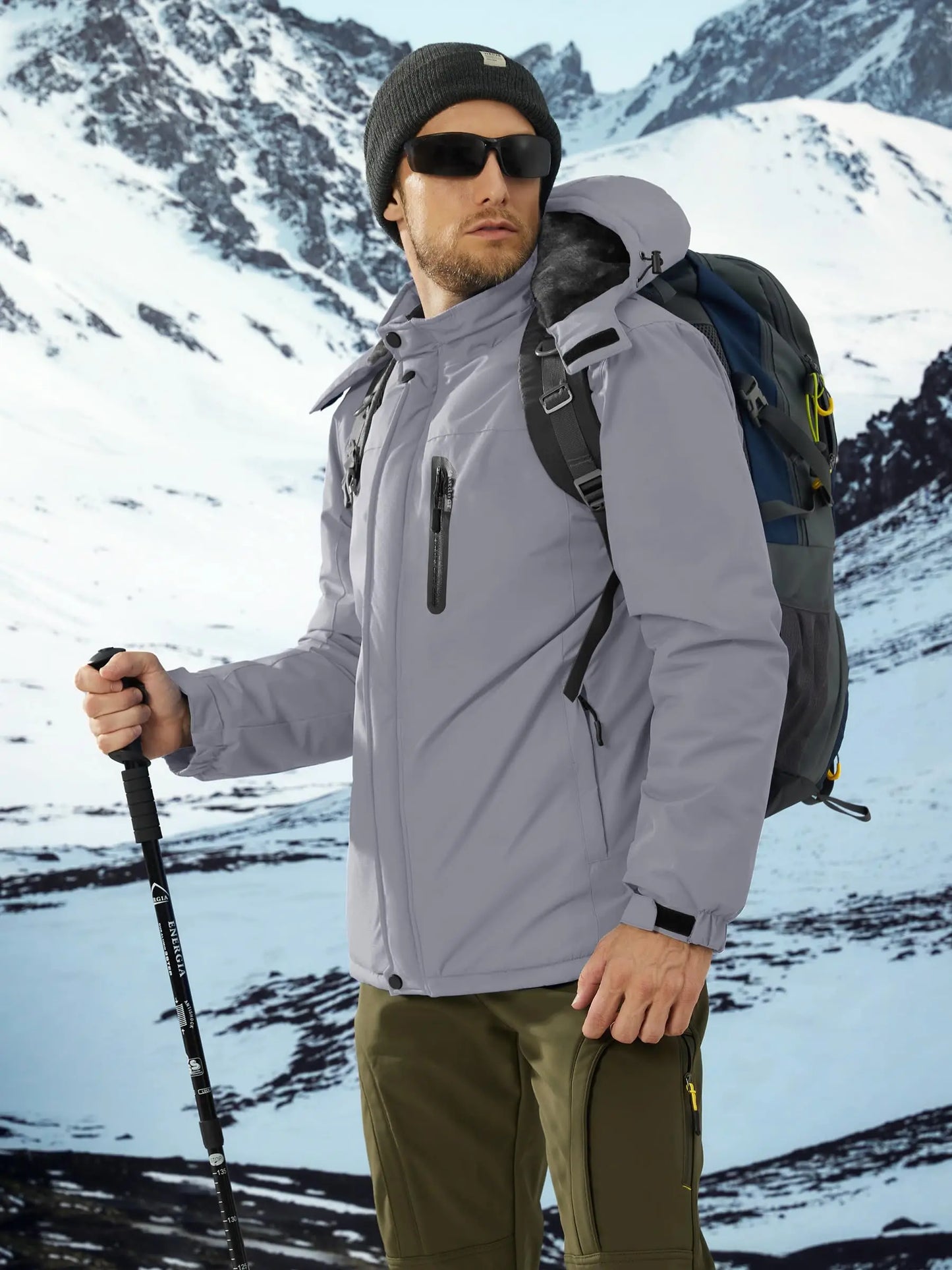 TACVASEN Winter Thicken Ski Snowboard Jacket Mens Fleece Waterproof Hiking Jackets Outdoor Mountain Trekking Windbreaker Parka