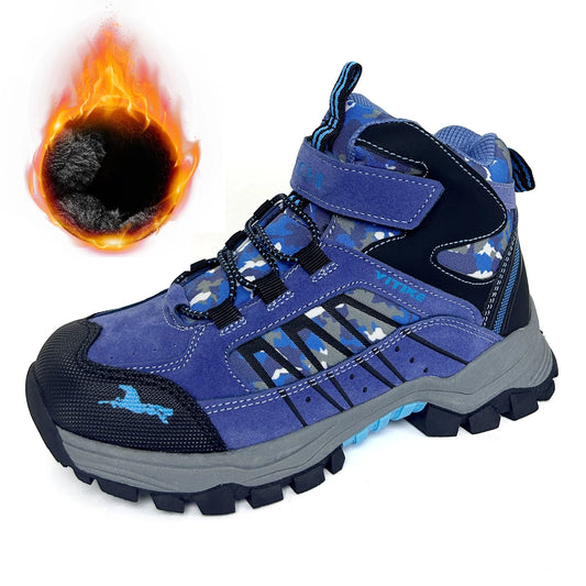 Kids Hiking Boots Boys Girls Outdoor Walking Climbing Sneaker Comfortable Snow Shoes Hiker Boot Antiskid Steel Buckle Sole