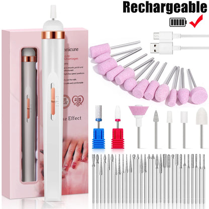 YIKOOLIN Portable Nail File Care Electric Nail Drill with 4 Speeds Cuticle Trimmer Battery Operated Manicure and Pedicure Tools