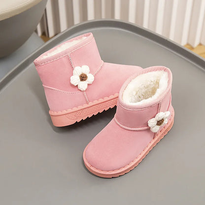 Kids Snow Boots Winter Fashion Non-slip Children's Boots Skiing Solid Color Warm Pattern Soft Thick Bottom Children's Shoes