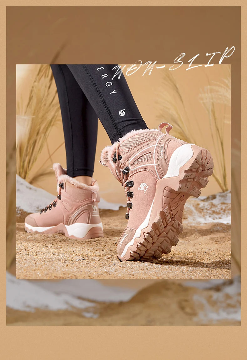 GOLDEN CAMEL Waterproof Hiking Shoes Military Hiking Boots High Top Trekking Shoes for Women 2024 Autumn Non-slip Wear-resistant