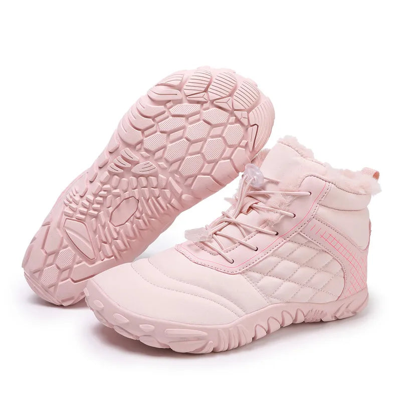 Men's Women's Winter Barefoot Hiking Boots, Slip On Warm Zero Drop Snow Boot, Wide Toe Box Ankle Booties, Minimalist Waterproof