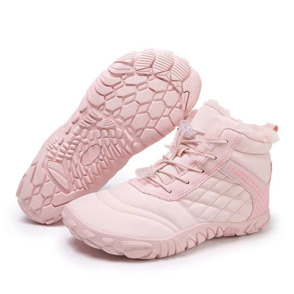 Men's Women's Winter Barefoot Hiking Boots, Slip On Warm Zero Drop Snow Boot, Wide Toe Box Ankle Booties, Minimalist Waterproof