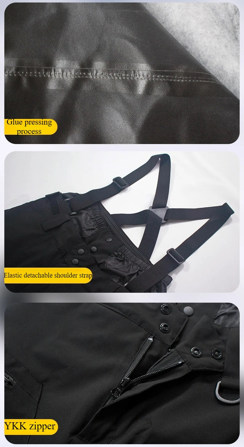 New Unisex Ski Pants Women Windproof Waterproof Snow Strides Warm Breathable Thickened Winter Outdoor Snowboarding Trousers