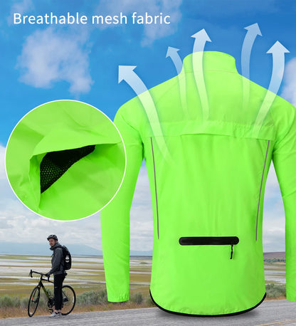 WOSAWE Men's Cycling Windbreaker Ultralight Reflective Windproof Jacket Men MTB Road Bike Wind Coat Long Sleeve Bicycle Clothing