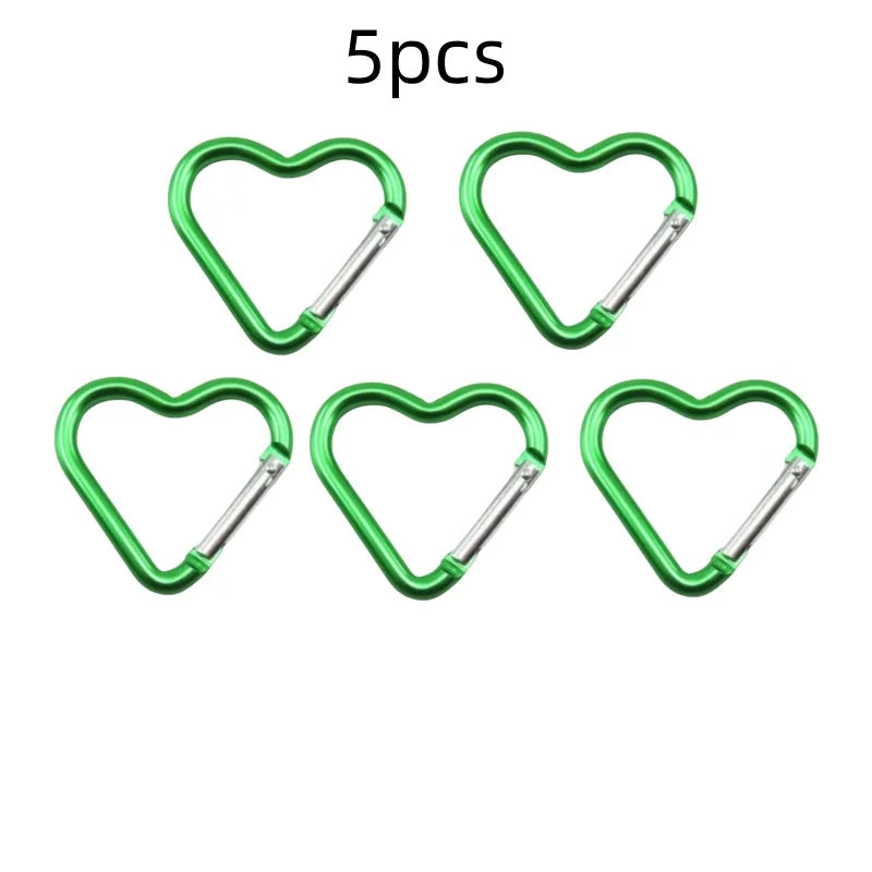 Outdoor Carabiner Heart Shape Keychain Clip Aluminum Alloy Rings Climbing Clips Spring Snap Hook Carabiner Durable