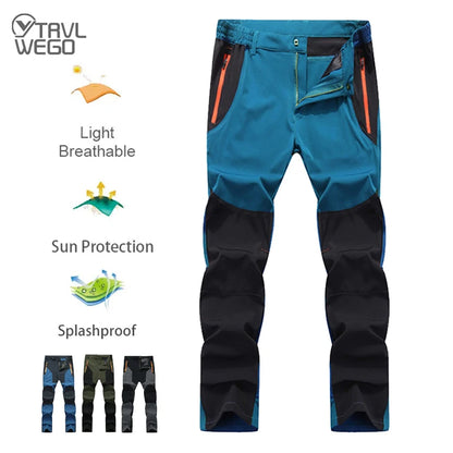 Men's UV Resistant Hiking Pants TRVLWEGO - Quick Dry Summer Camping Trousers Water Splash Prevention