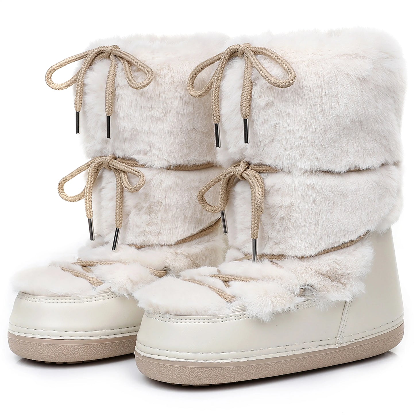 Fluffy Fur Boots 2025 Winter Fashion Sexy Faux Fox Fur Snow Boots Ladies Furry Warm Cotton Boots Female Outdoor Ski Boots