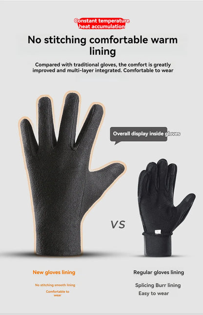 GOBYGO 1Pair Winter Ski Gloves Thickened Cold Non-slip Waterproof Touch Screen Gloves Extended Wrist Riding Ski Gloves Men Women