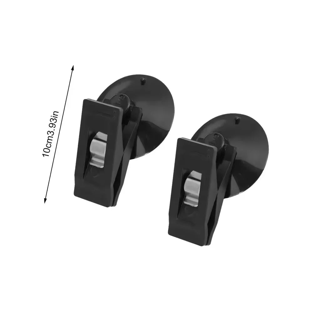 1-2 Pair Car Interior Window Clip Mount Black Suction Cap Clip Plastic Sucker Removable Holder For Sunshade Curtain Towel Ticket