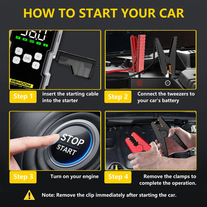12V Portable Jump Starter 6000A High Power Automobile Emergency Starting Device 21800mAh Auto Power Bank Emergency Lighting