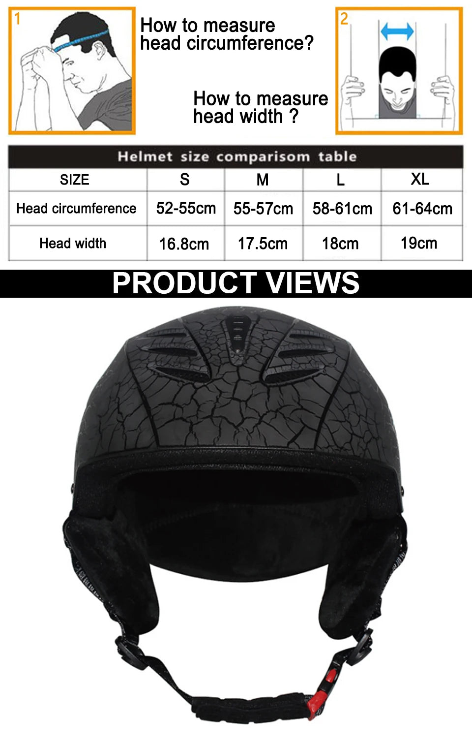 LOCLE Men Skiing Helmet Women Children Boys Girls Ski Helmet Skating Skateboard Snowmobile Motorcycle Helmets Size 52-64cm