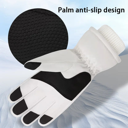 Minimalist Winter Warmth Thickened Fingerless Gloves Unisex Waterproof Fabric Fleece-Lined Ski Gloves Outdoor Sports Gloves