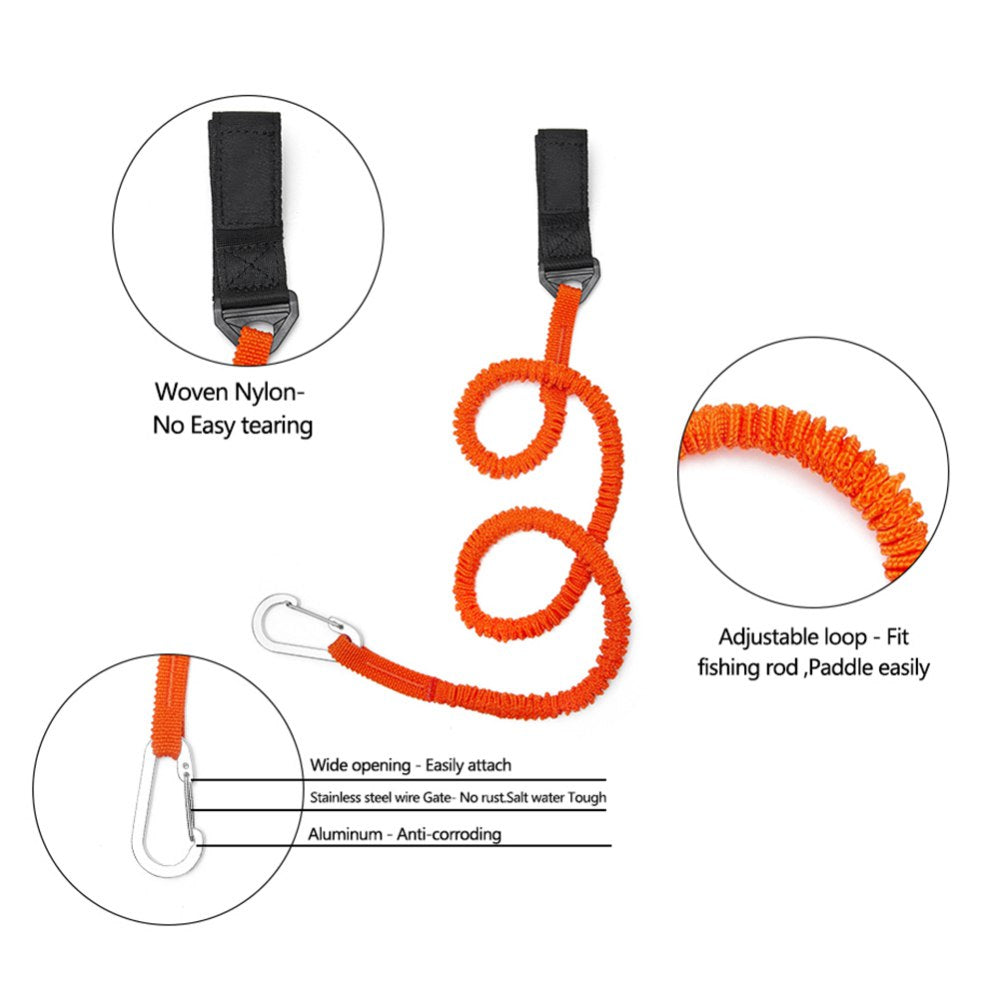 Kayak Paddle Leash Wear-resistant Kayak Canoe Stretchable Kayak Paddle Camping Tent Leash Adjustable Paddle Holder Tool Lanyard