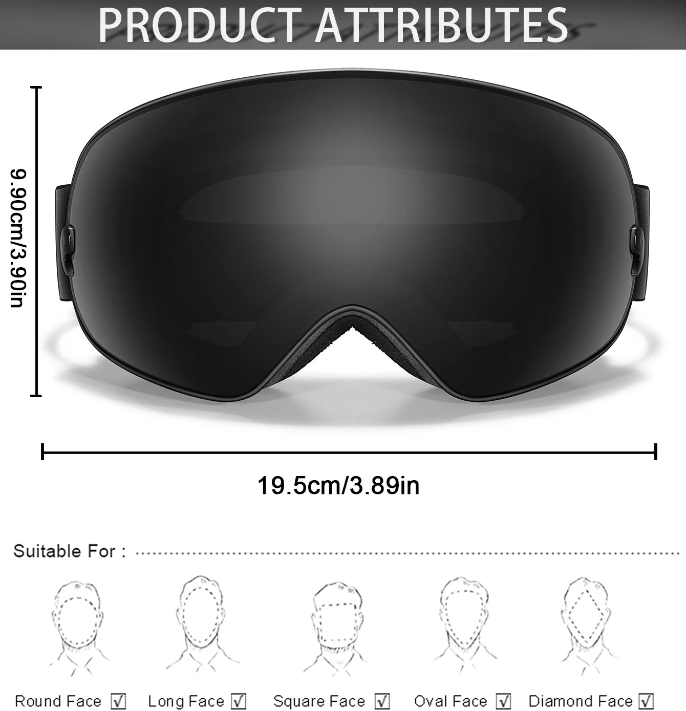 Anti-Fog SKI Goggles Snowboard Goggles UV400 with Night Vison Lens Men Women Teen Best Gift for Christmas and New Year