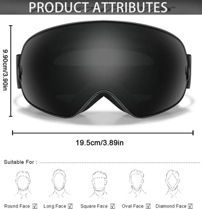 Anti-Fog SKI Goggles Snowboard Goggles UV400 with Night Vison Lens Men Women Teen Best Gift for Christmas and New Year